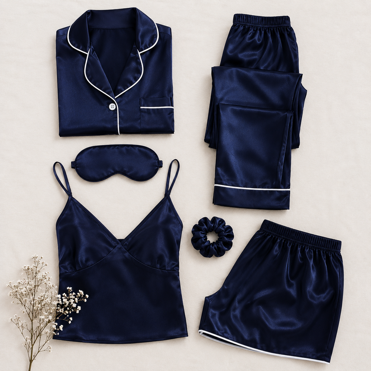 5 IN 1 SILK NIGHT SUIT SET