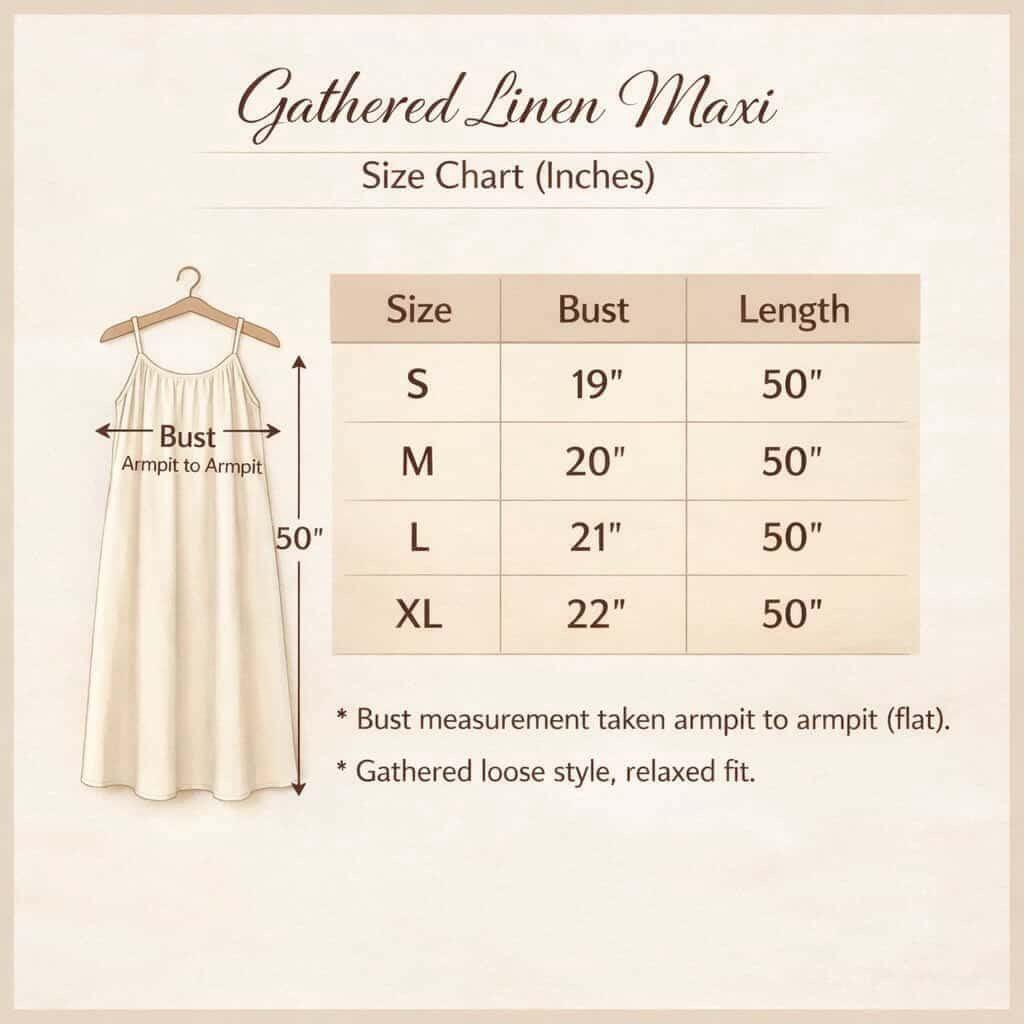 Gathered Linen Maxi Dress with Spaghetti Straps