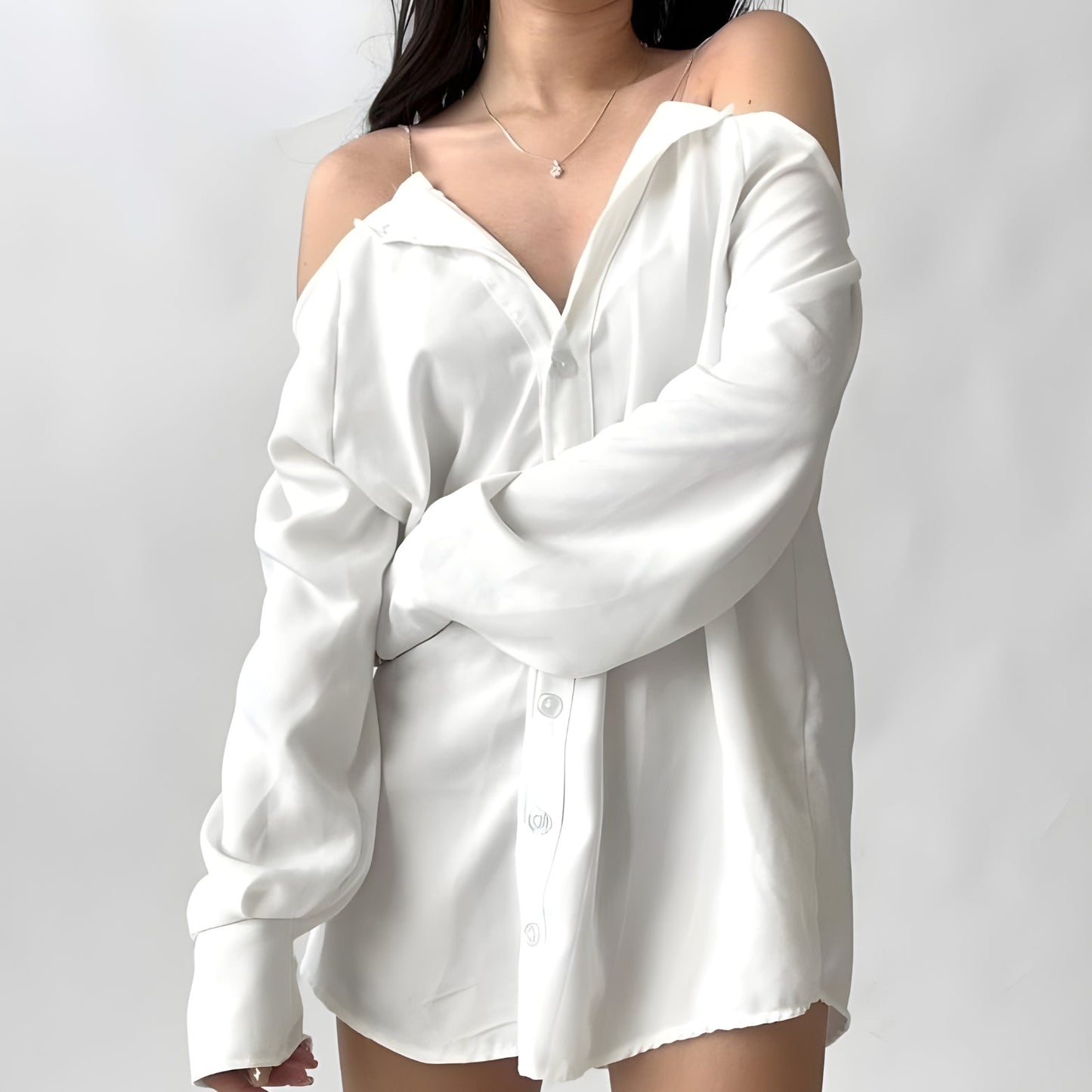 Off-Shoulder T-Shirt + 6 Piece Luxury Silk Nightwear Set
