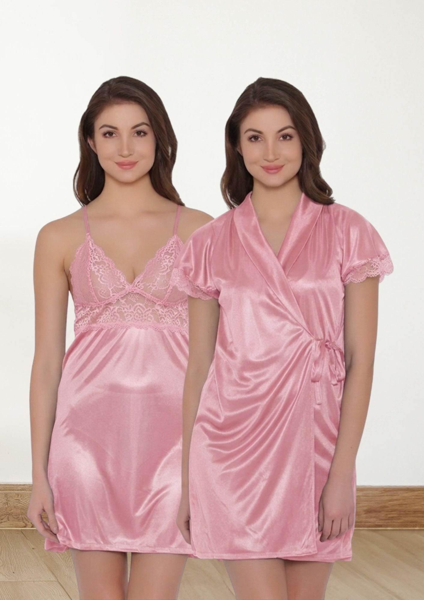 3-Piece Silk-Satin Nightwear & Lingerie Set