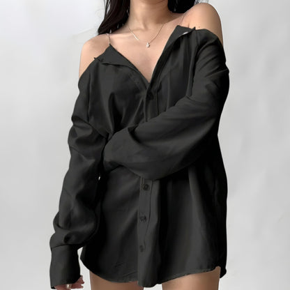 Red Off-Shoulder T-Shirt Chain Strap Top