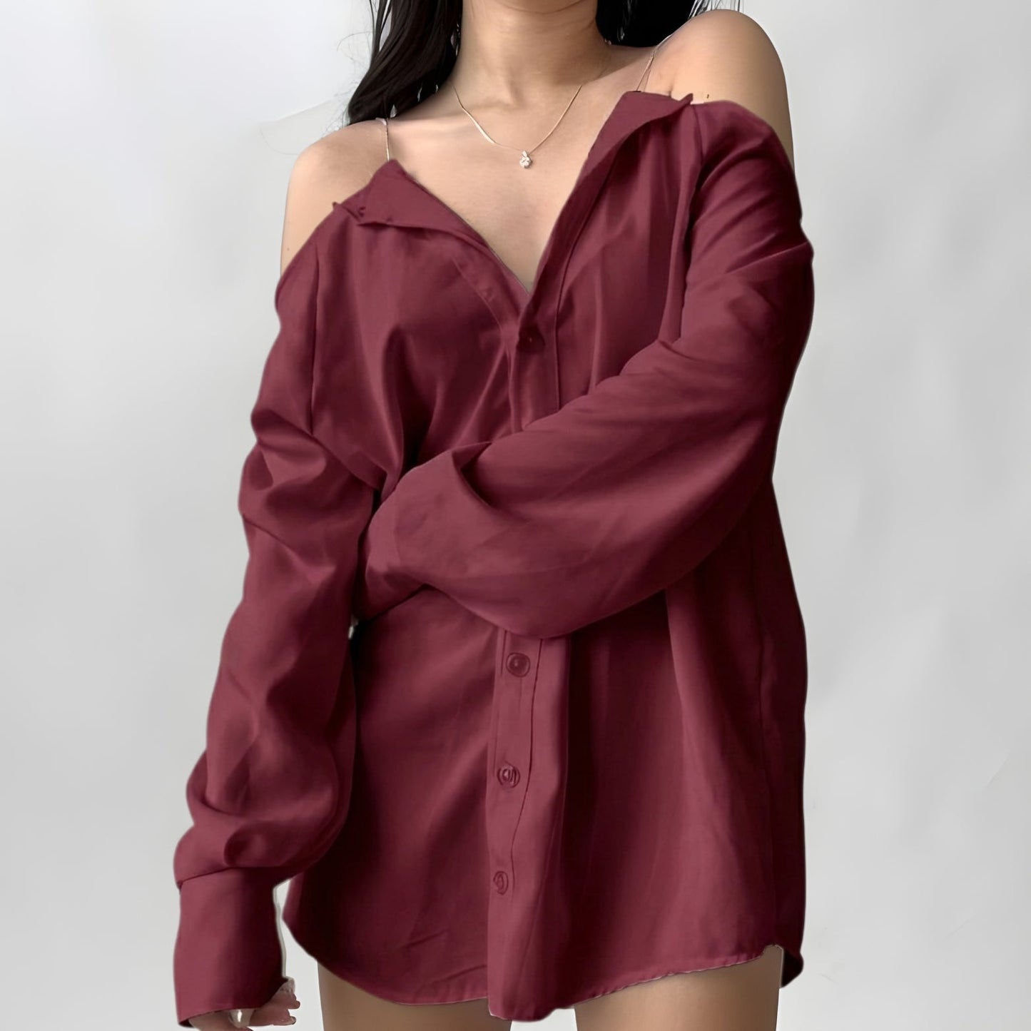Off-Shoulder T-Shirt + 6 Piece Luxury Silk Nightwear Set