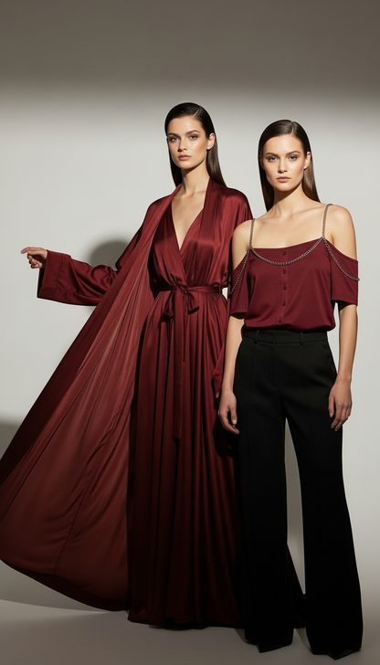 Off-Shoulder T-Shirt + 6 Piece Luxury Silk Nightwear Set